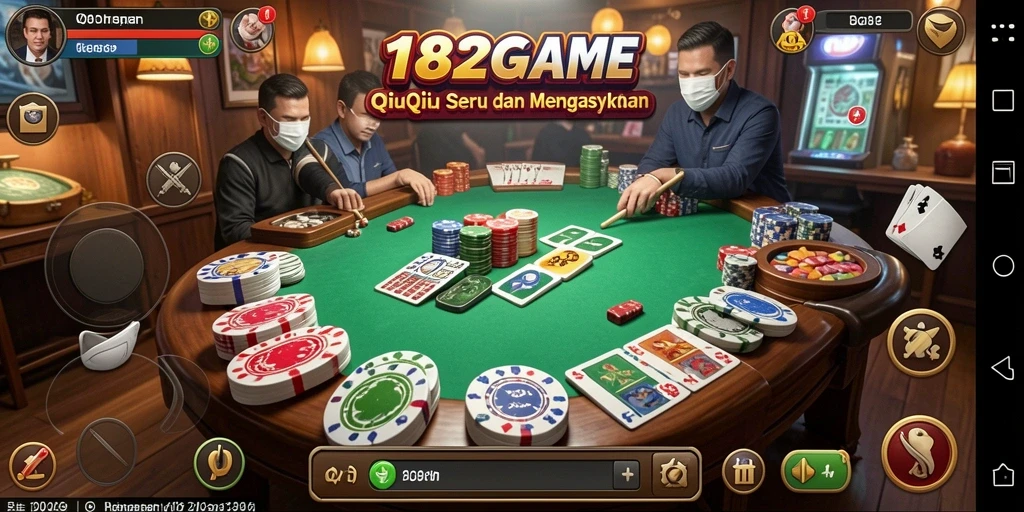 Tampilan gameplay seru dari 182GAME dengan suasana QiuQiu yang dinamis.