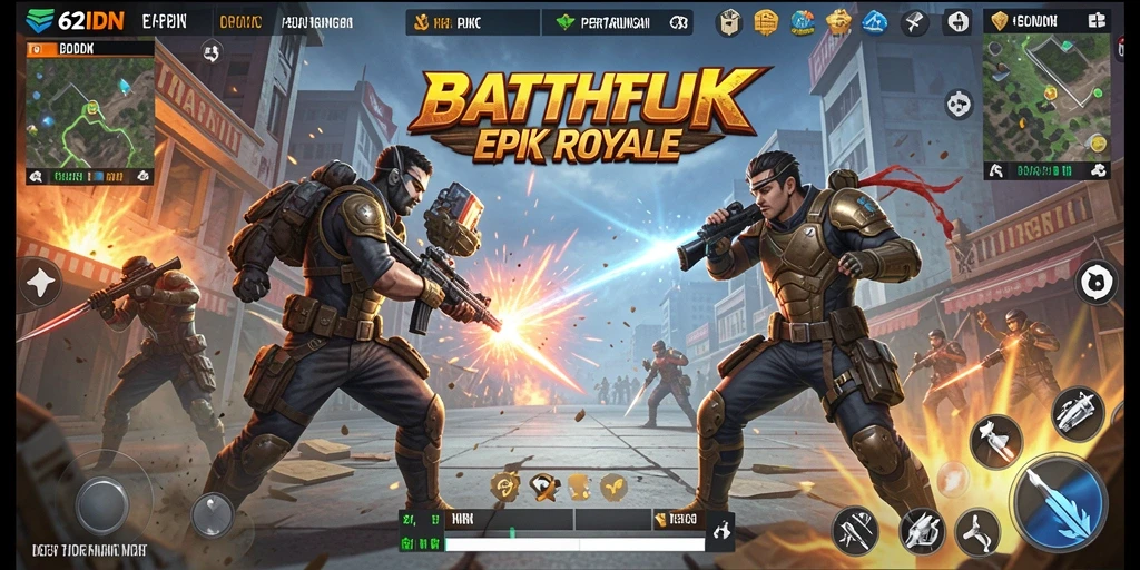 Gameplay seru dan strategis dalam 62IDN Battle Royale.