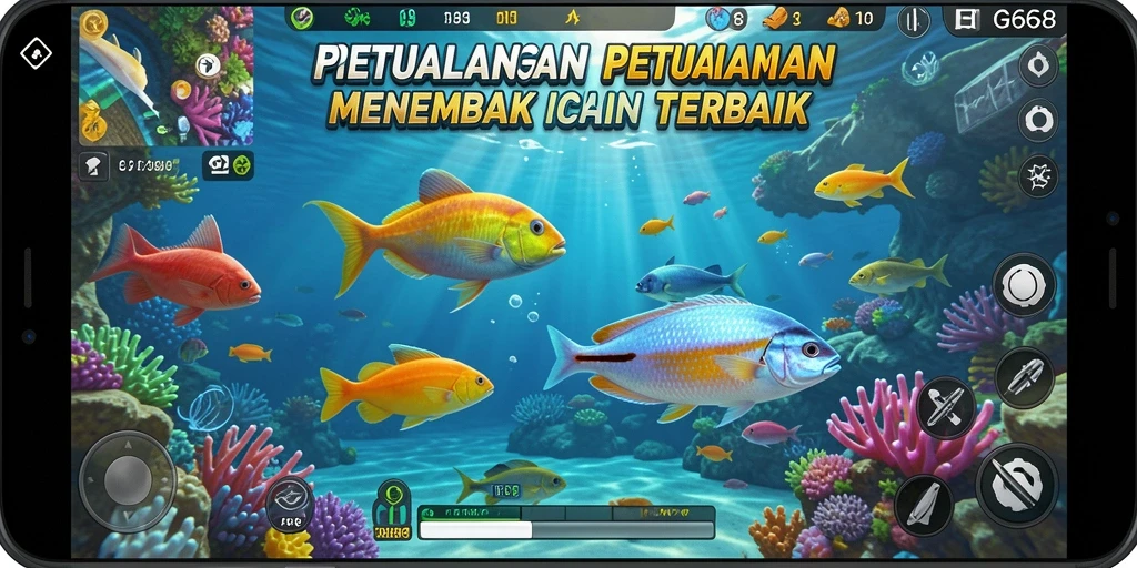 Tampilan menarik dari gameplay Tembak Ikan di G668.