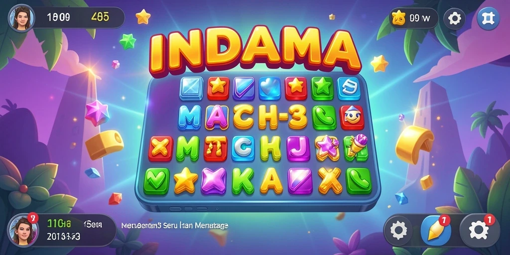 Tampilan gameplay seru dari INDAAA yang penuh warna dan menantang.