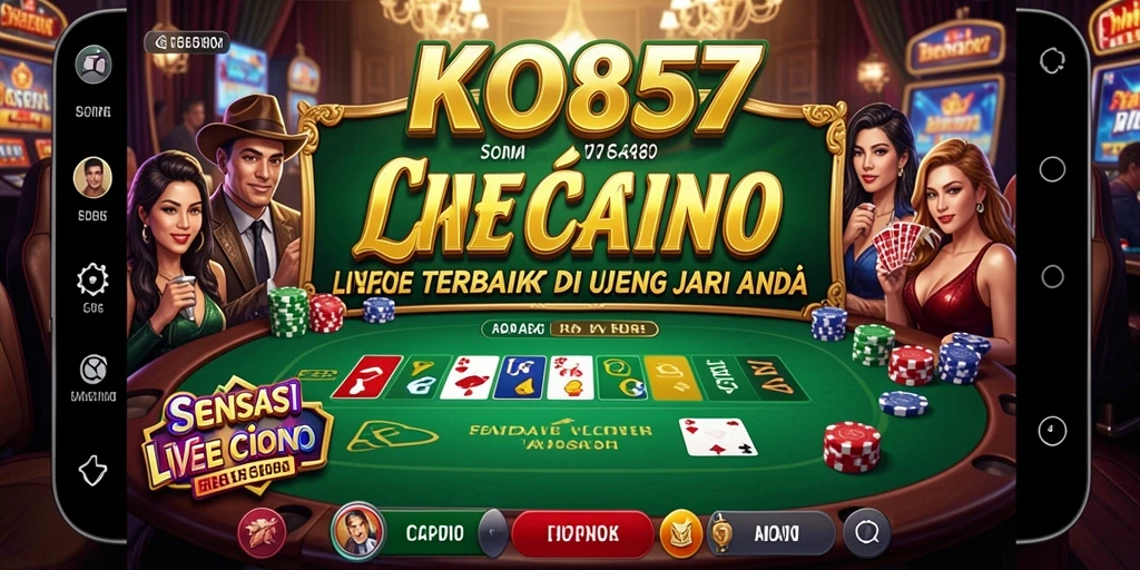 Screenshot gameplay KO857 menampilkan dealer langsung dan suasana kasino yang mendebarkan.