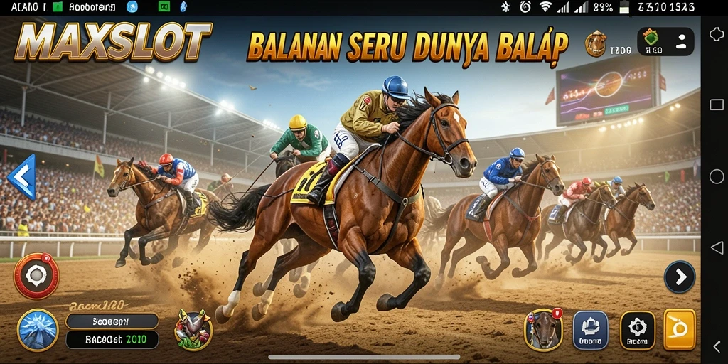 Screenshot gameplay <strong>MAXSLOT</strong> saat balapan seru di trek menantang.