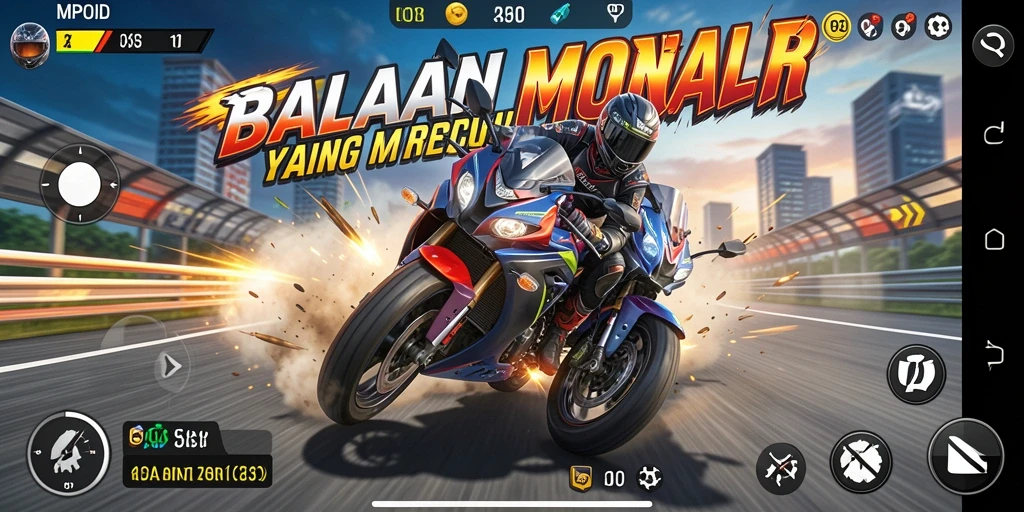 Tangkapan layar MPOID menunjukkan aksi balapan motor yang intens dan cepat.