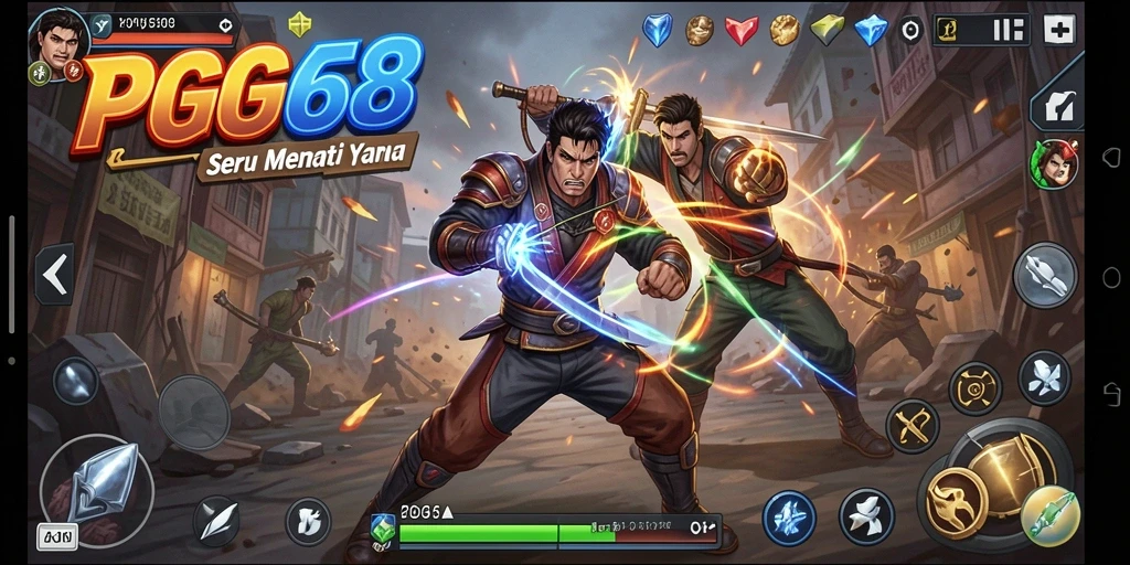 Tampilkan gameplay pertarungan seru dalam PGG68 yang mendebarkan.