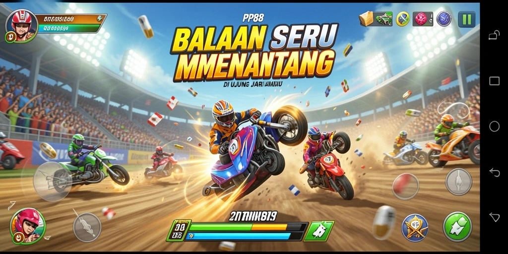 Tampilan menarik dari gameplay PP88 dengan mobil balap yang cepat.
