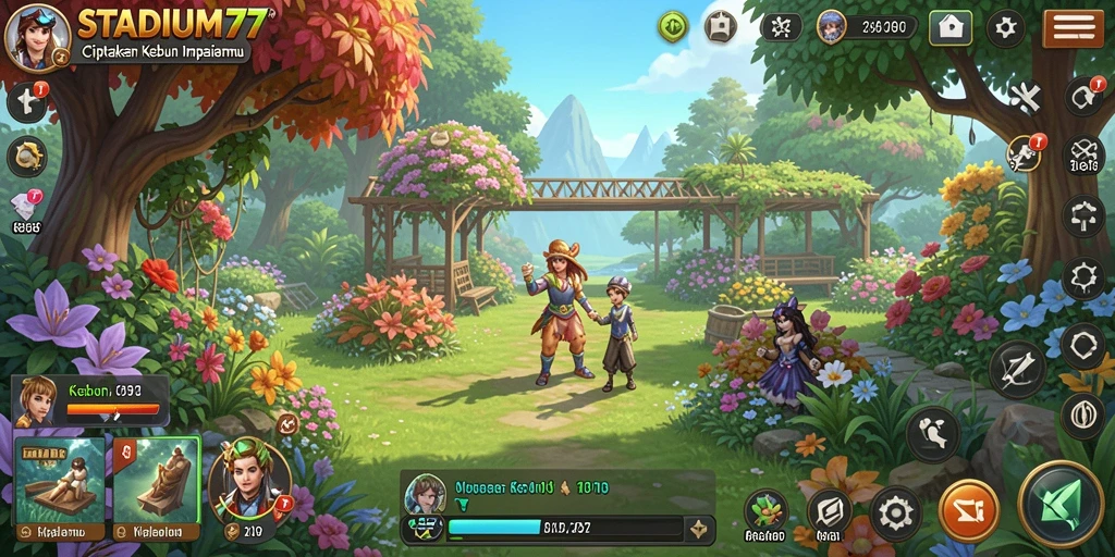 Gameplay STADIUM77 yang seru dan menawan saat berkebun.
