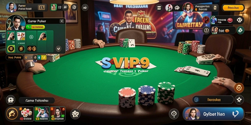 Tampilan seru dari gameplay Poker di SVIP9 yang menarik.
