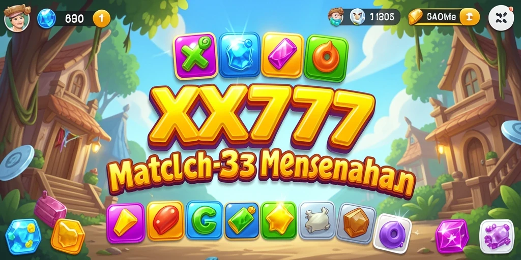Tampilan gameplay Match-3 XXX777 yang menarik dan penuh warna.